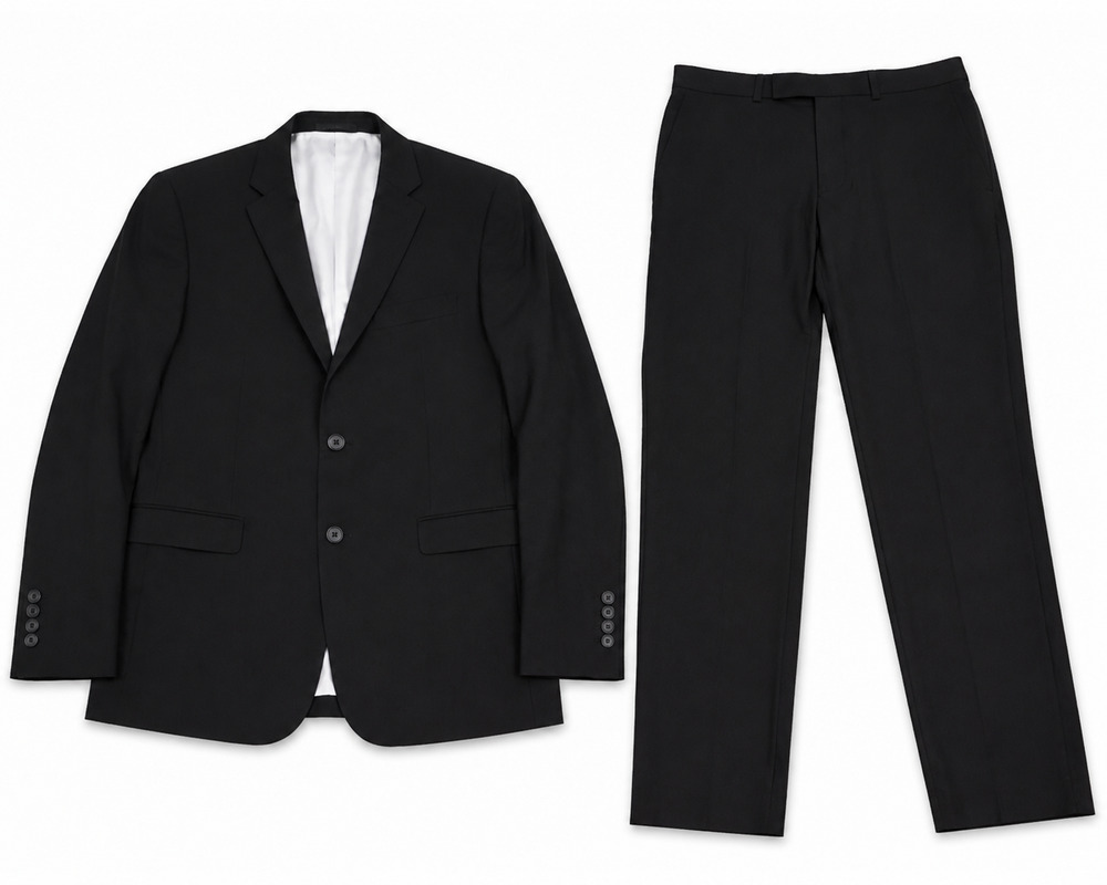 Egara Suit Men coat/jacket 40L pant 32x 31 Black polyester blend size